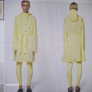 Rains New Belted Curve Jacket in Straw Yellow, NWT. Various